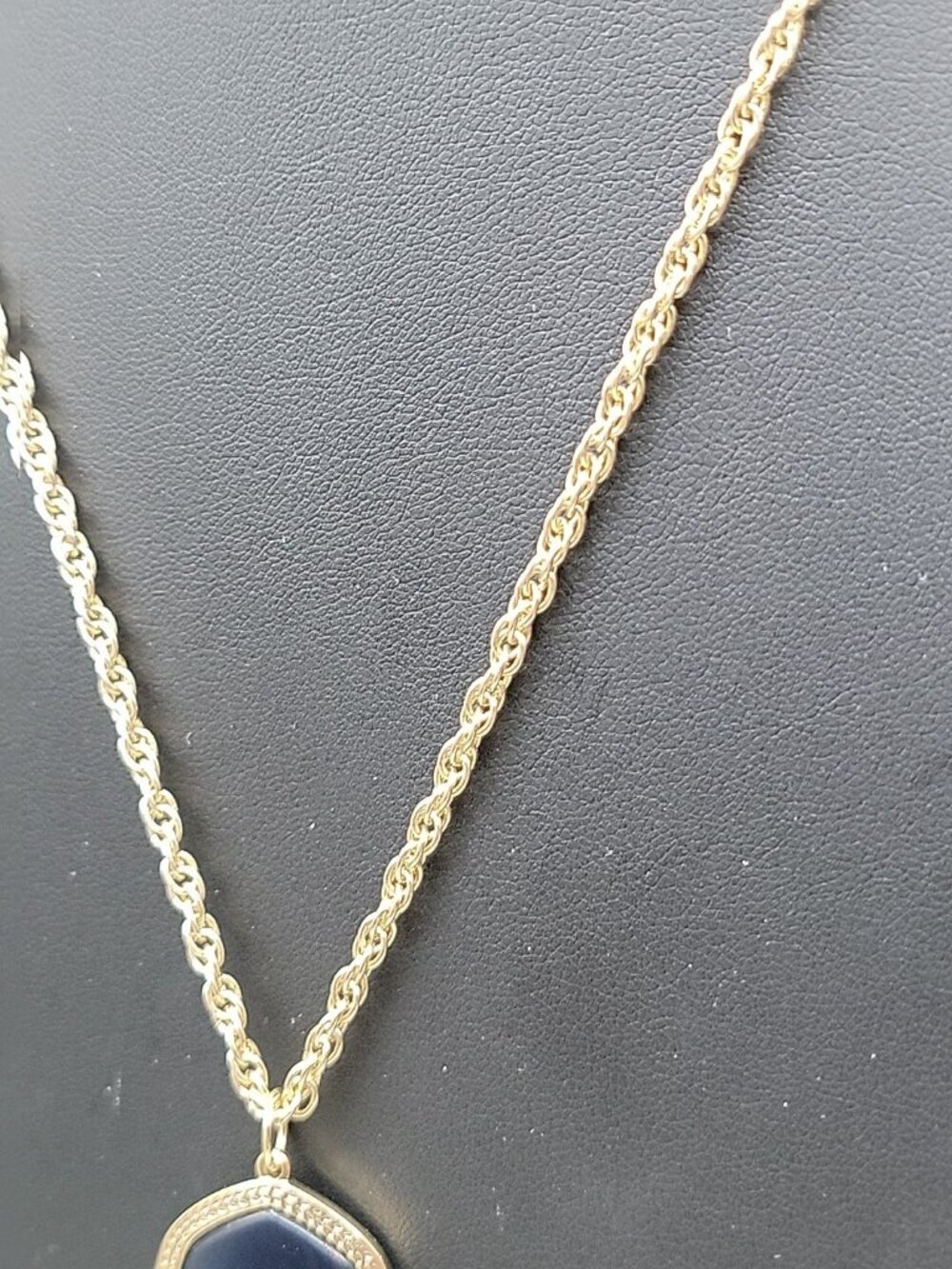 Kendra Scott Rayne Necklace 14kgp Navy Blue Faux Cats Eye Tassel Pendant 30" - Picture 8 of 14